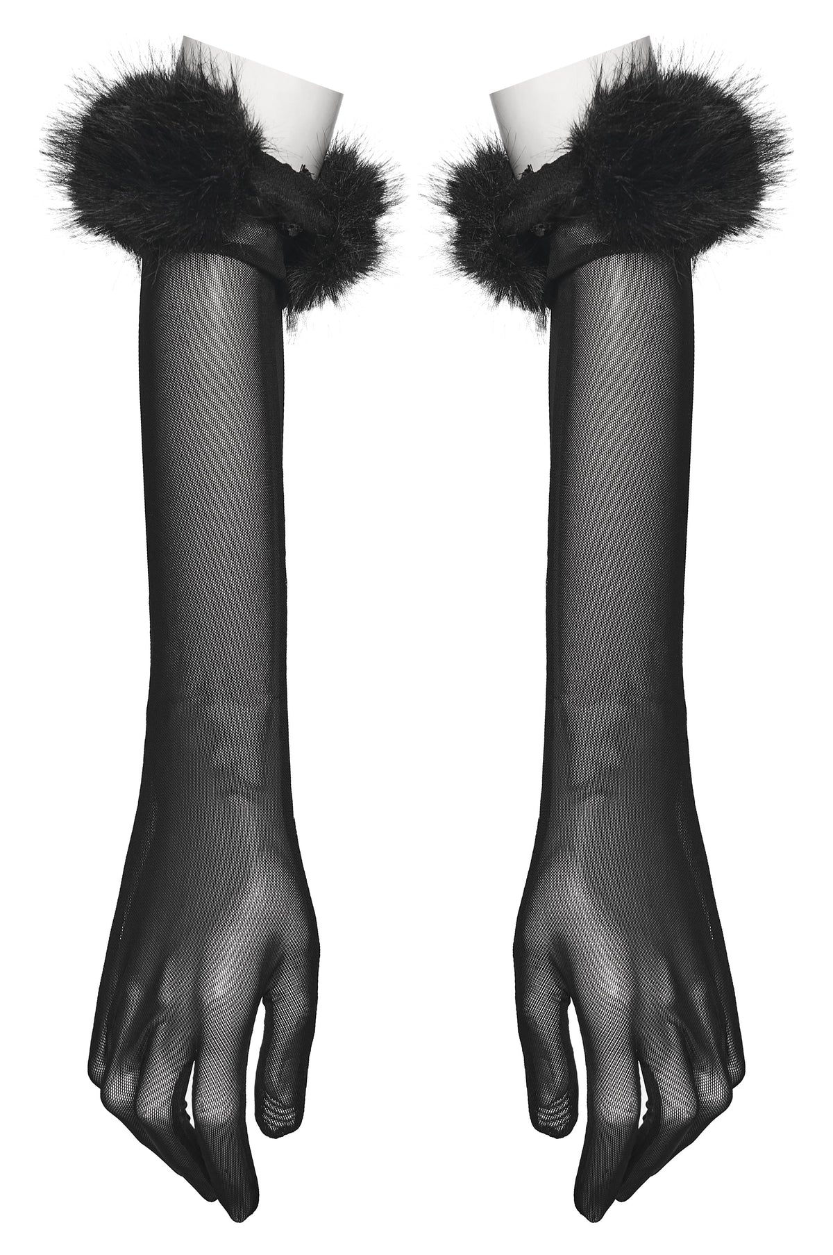 Punk Rave Fluffy Goth Claw Gloves