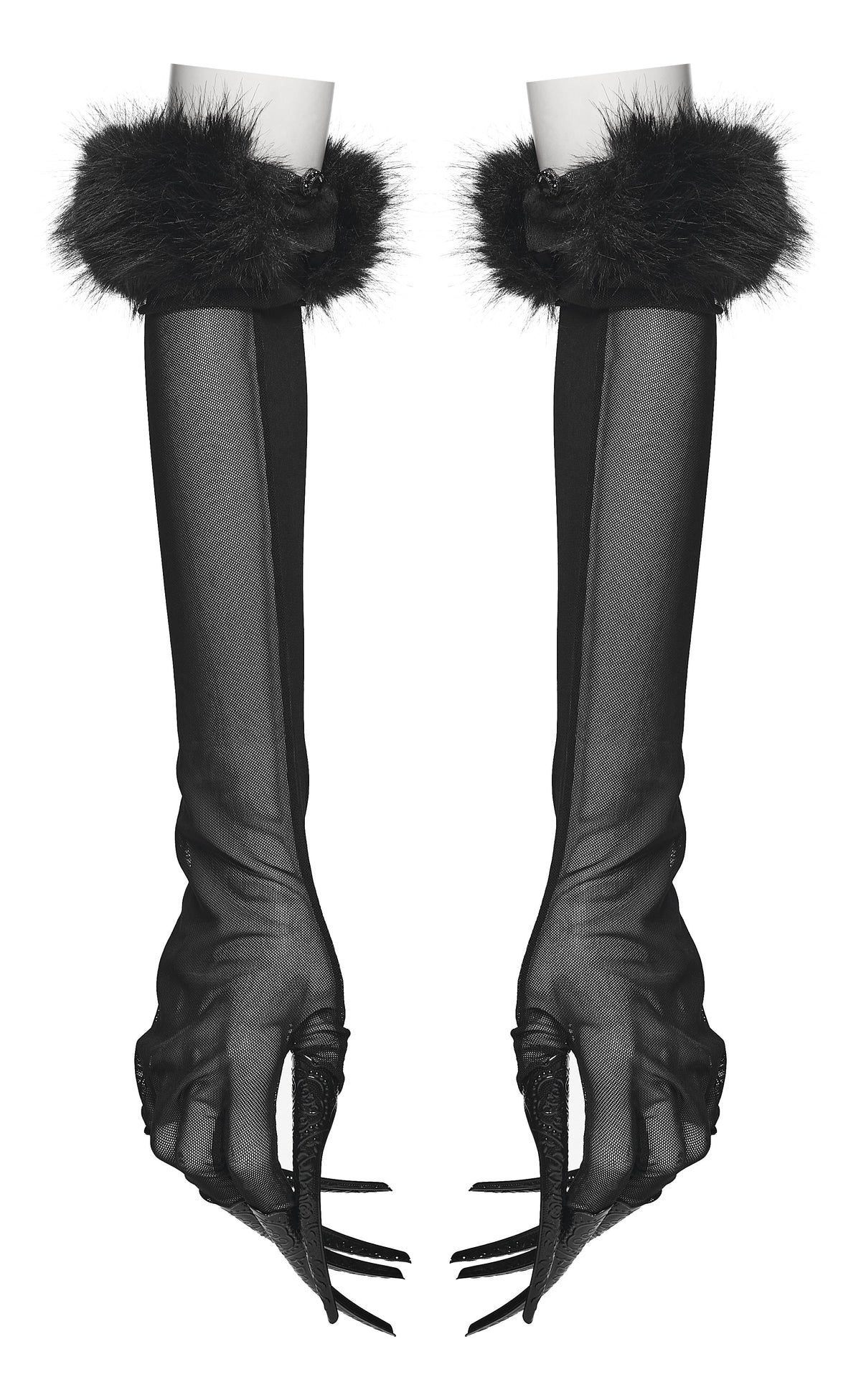 Punk Rave Fluffy Goth Claw Gloves