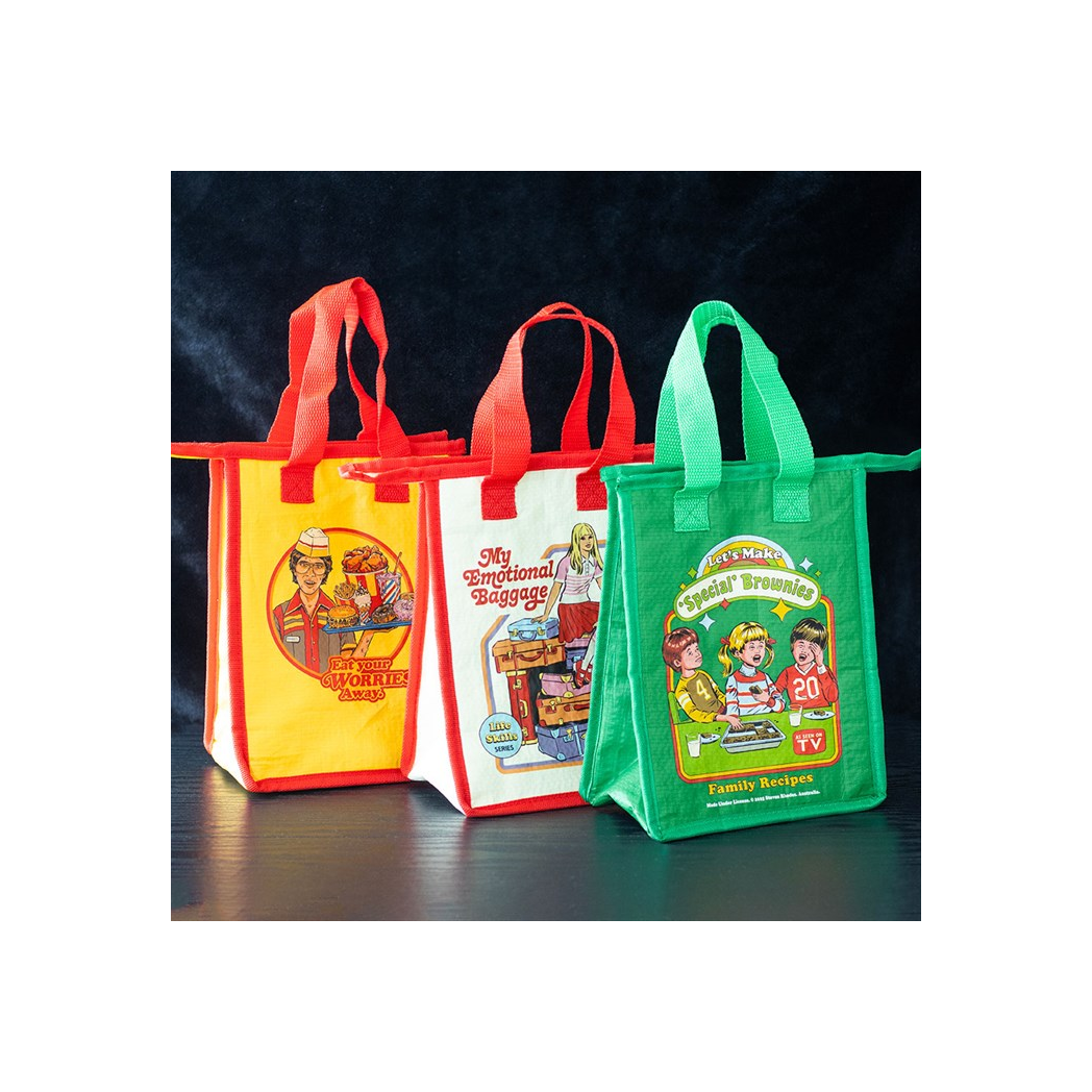 Eat Your Worries Lunch Bag by Steven Rhodes