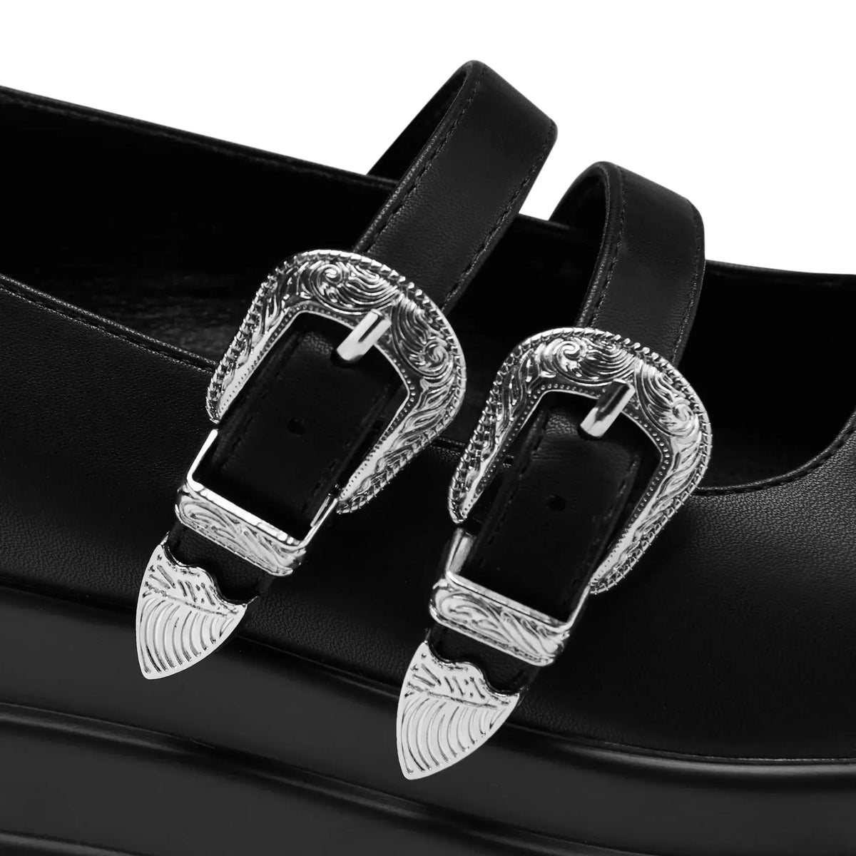 Koi Damona Trident Ornate Buckle Mary Janes  Shoes in Black - Size UK 8 Left Only!