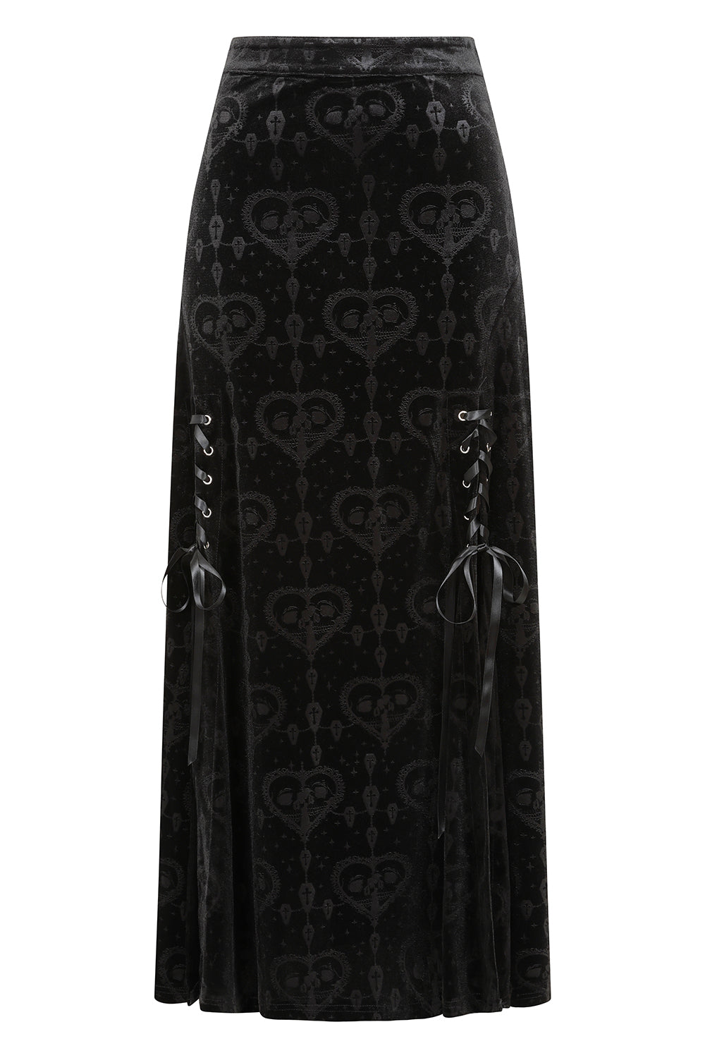 Banned Trivia Goth Velvet Skirt in Black