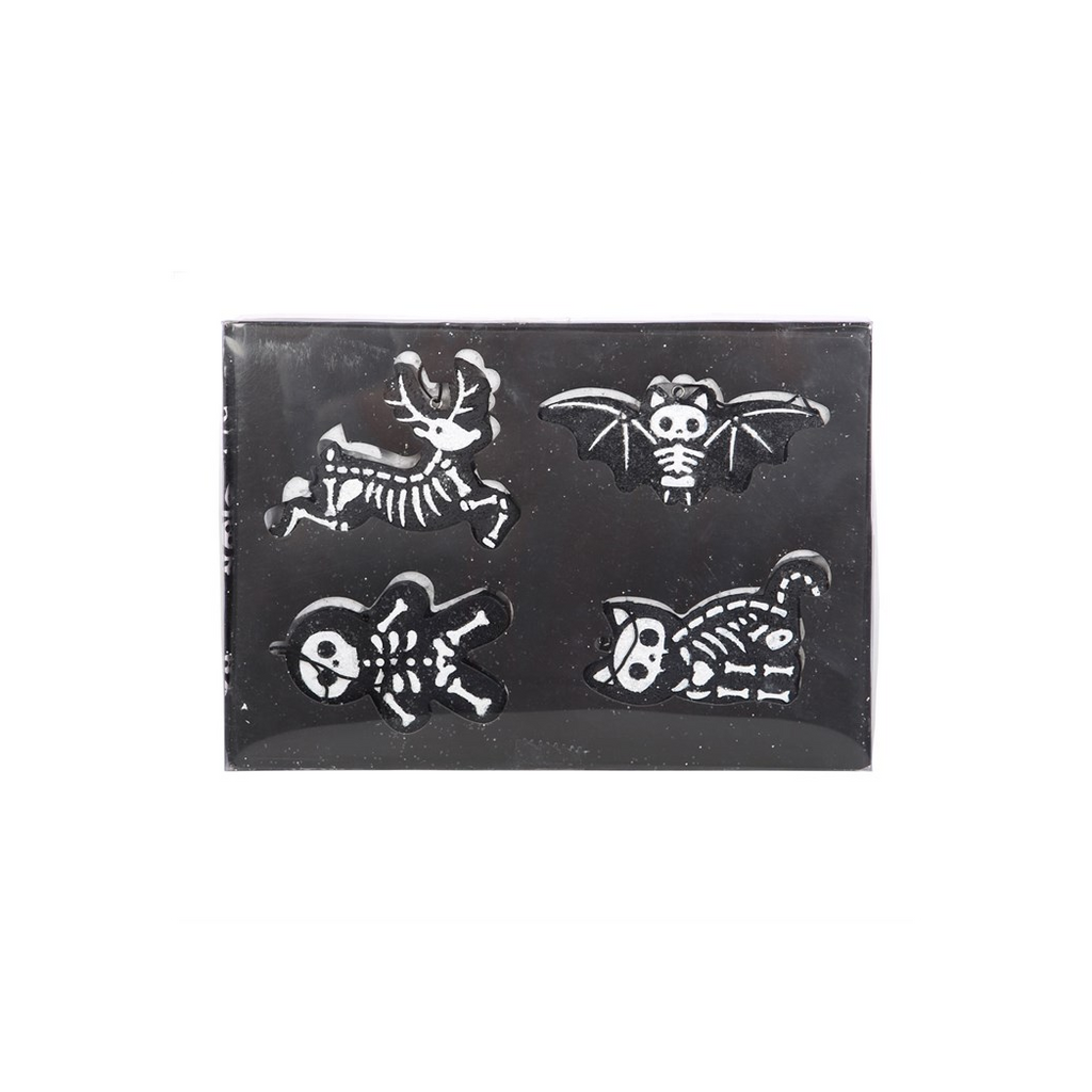 Set of 4 Black Creepy Skeleton Cookie Ornaments