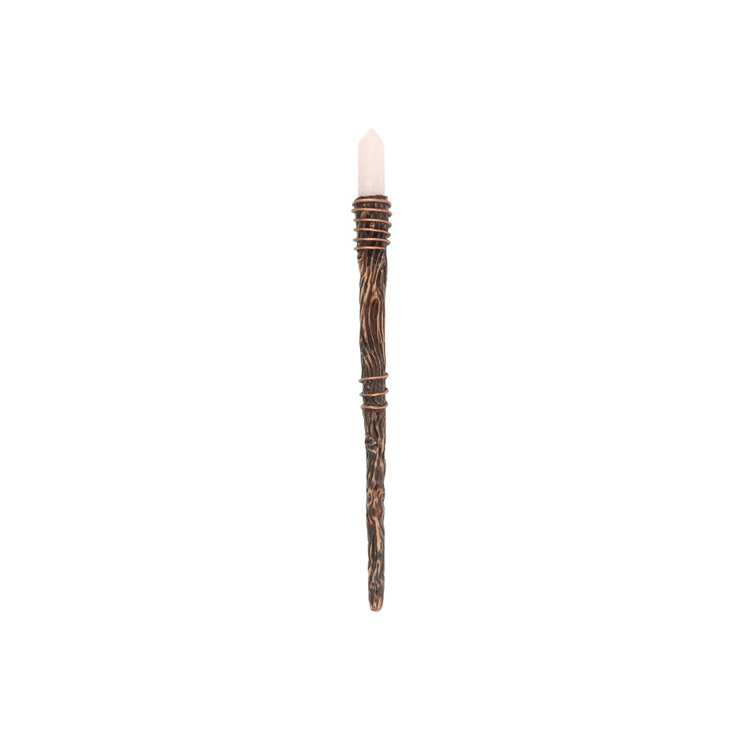 Thin Romance Rose Quartz Crystal Wand