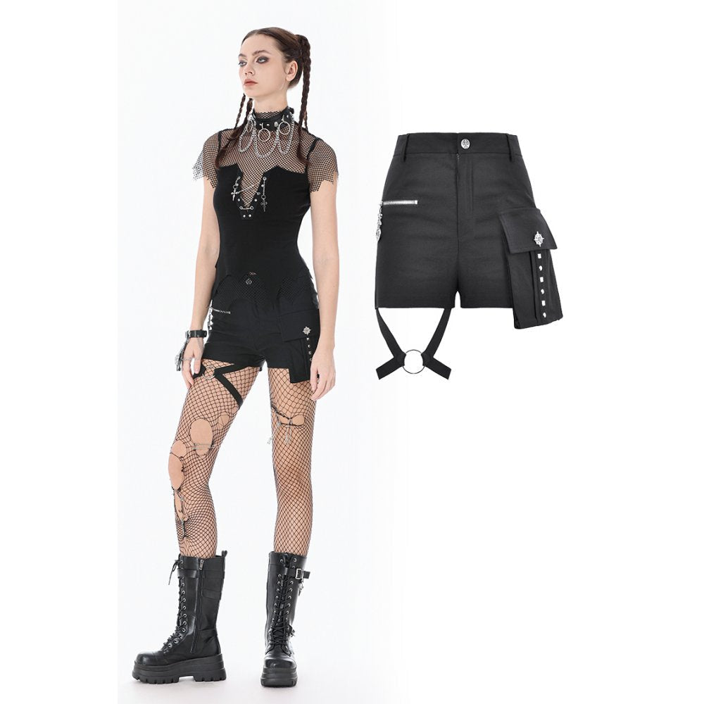 Dark in Love Punk Metal Utility Shorts