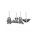 Set of 4 Black Creepy Skeleton Cookie Ornaments