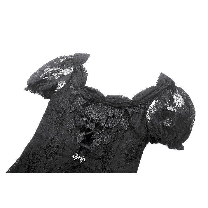 Dark in Love Morwenna Lace Gothic Maxi Dress in Black