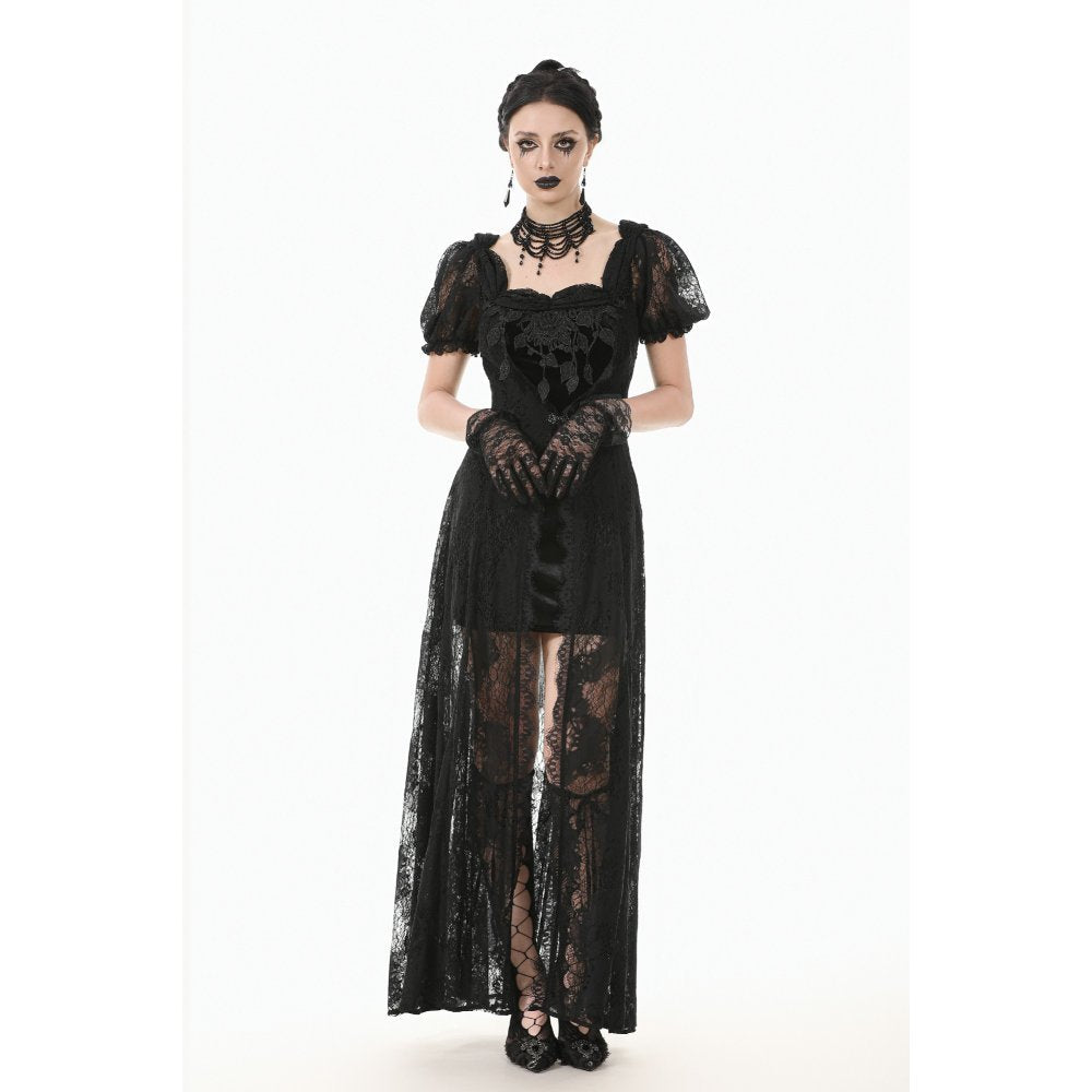 Dark in Love Morwenna Lace Gothic Maxi Dress in Black