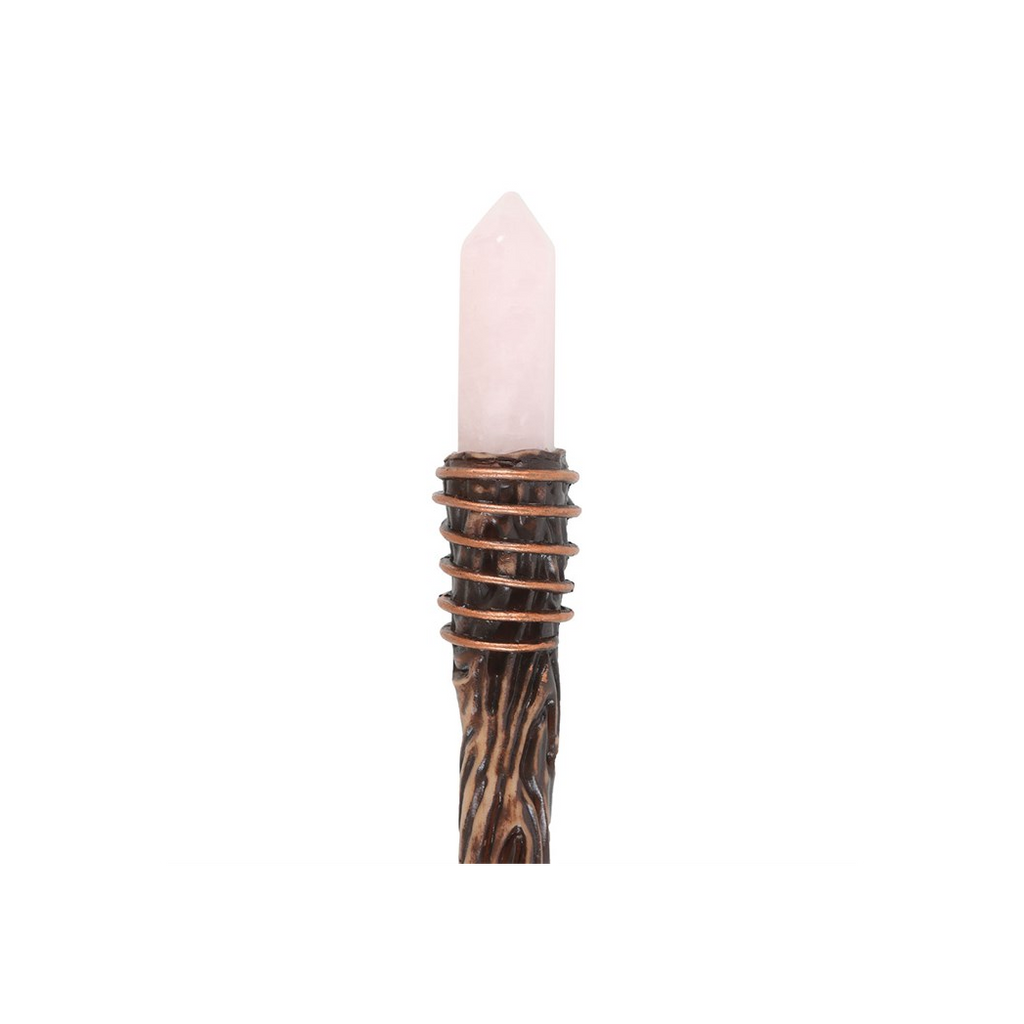 Thin Romance Rose Quartz Crystal Wand