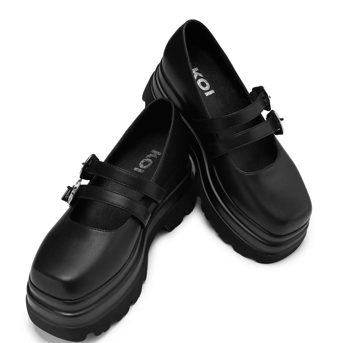 Koi Damona Trident Ornate Buckle Mary Janes  Shoes in Black - Size UK 8 Left Only!