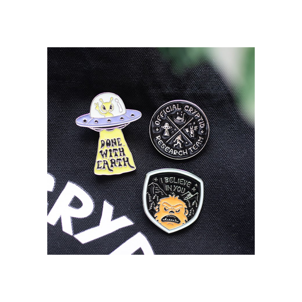 Glow in the Dark UFO Enamel Pin Badge