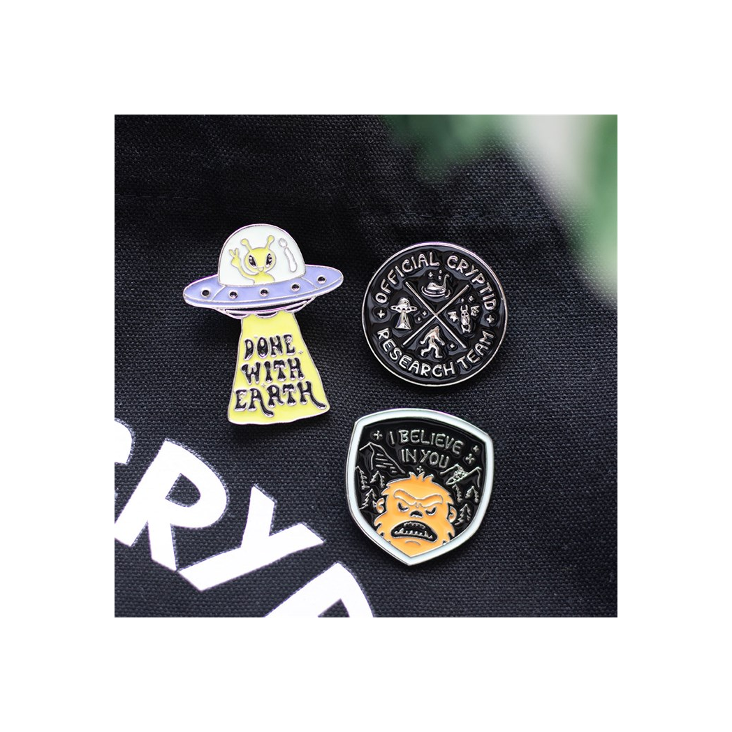 Glow in the Dark UFO Enamel Pin Badge