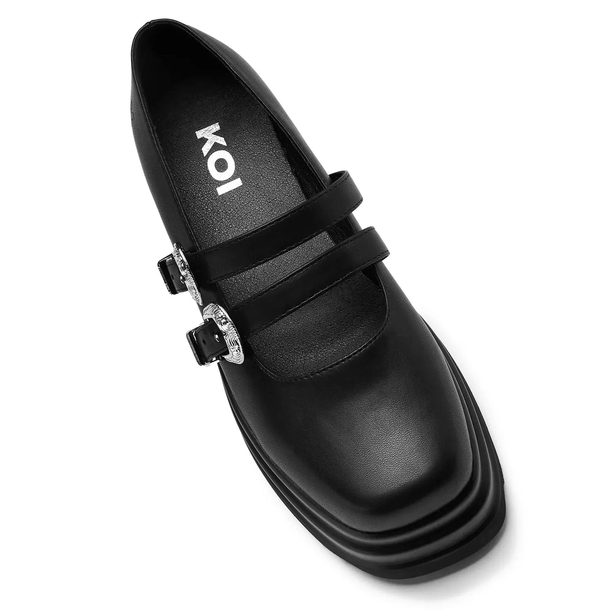 Koi Damona Trident Ornate Buckle Mary Janes  Shoes in Black - Size UK 8 Left Only!