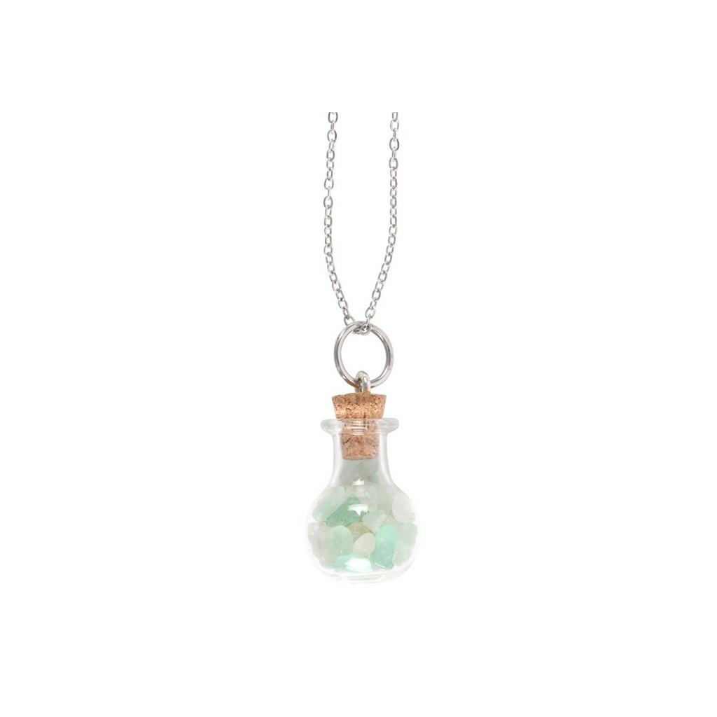 Luck Green Aventurine Crystal Chip Potion Bottle Necklace