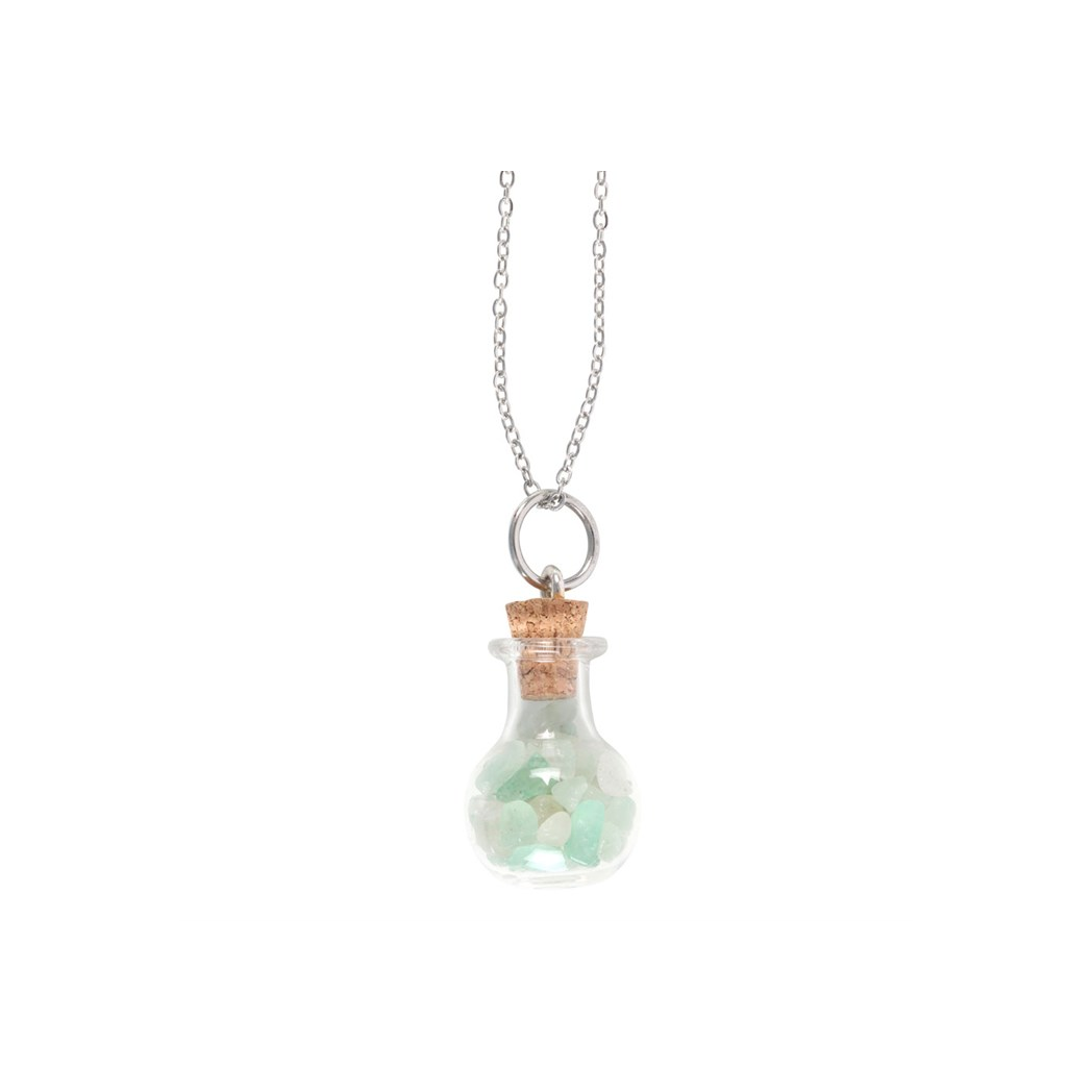 Luck Green Aventurine Crystal Chip Potion Bottle Necklace
