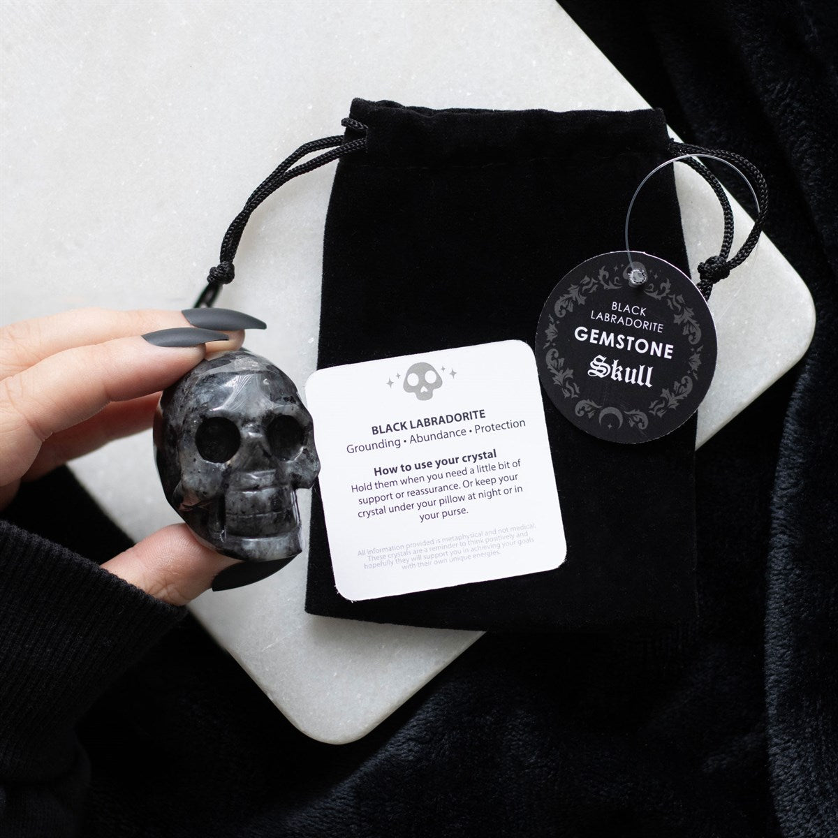 Gothic Gifts Black Labradorite Crystal Skull