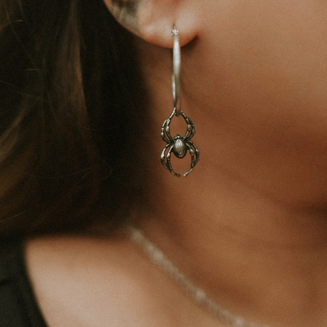 Orb Weaver Spider Hoop Earrings