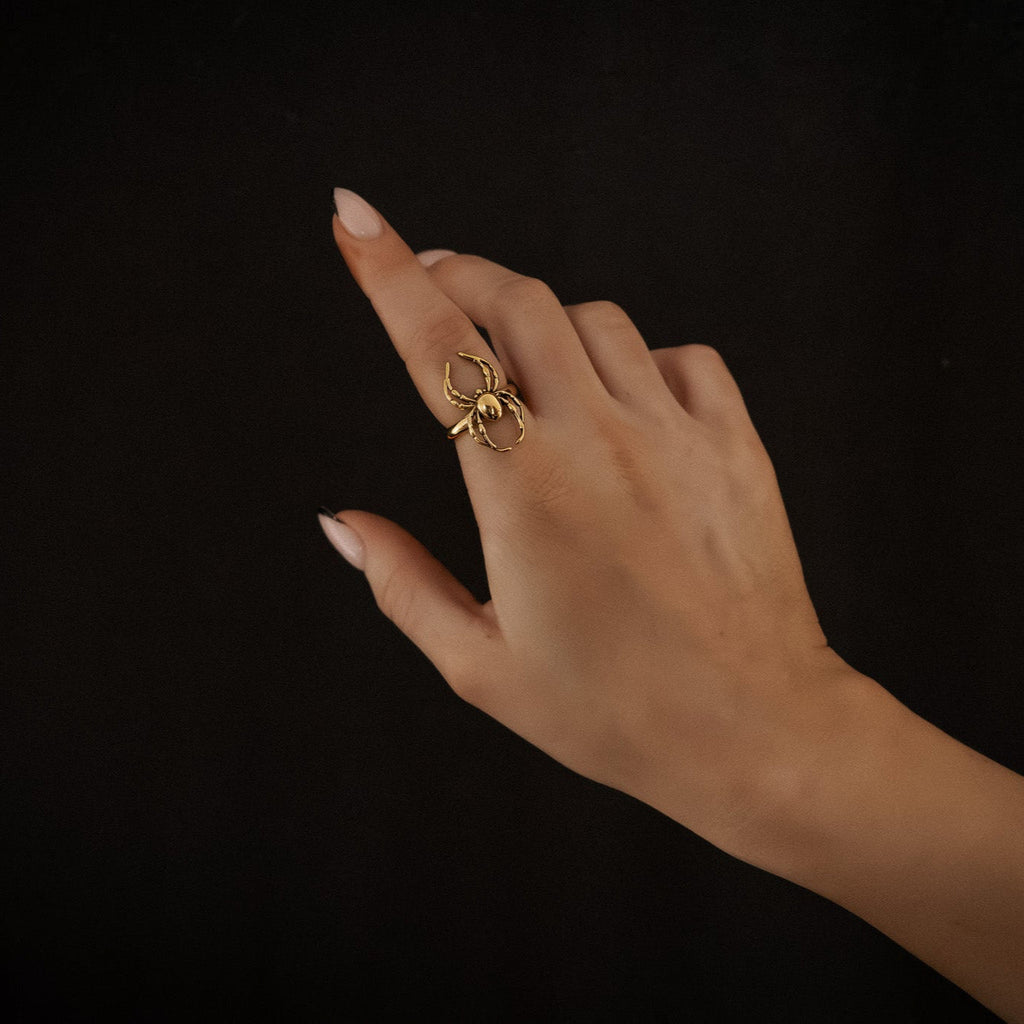 Gold Orb Weaver Spider Ring