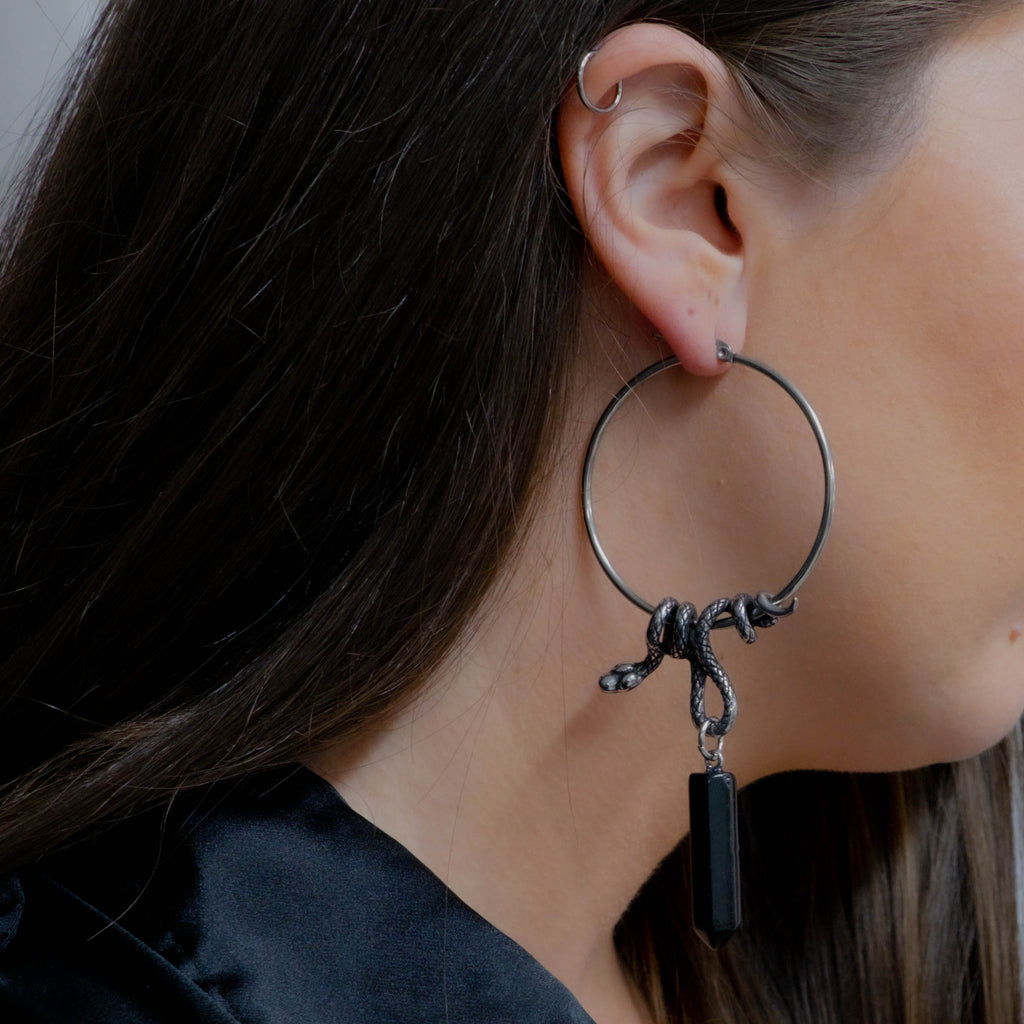Serpent's Lair Snake Crystal Hoops