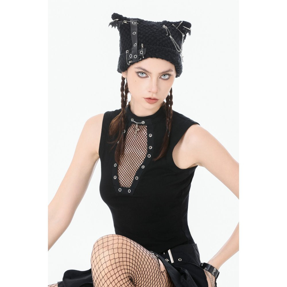 Dark in Love Punk Coffin Mesh Panel Top