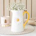 3D Daisy and Honey Bee Ceramic Flower Jug
