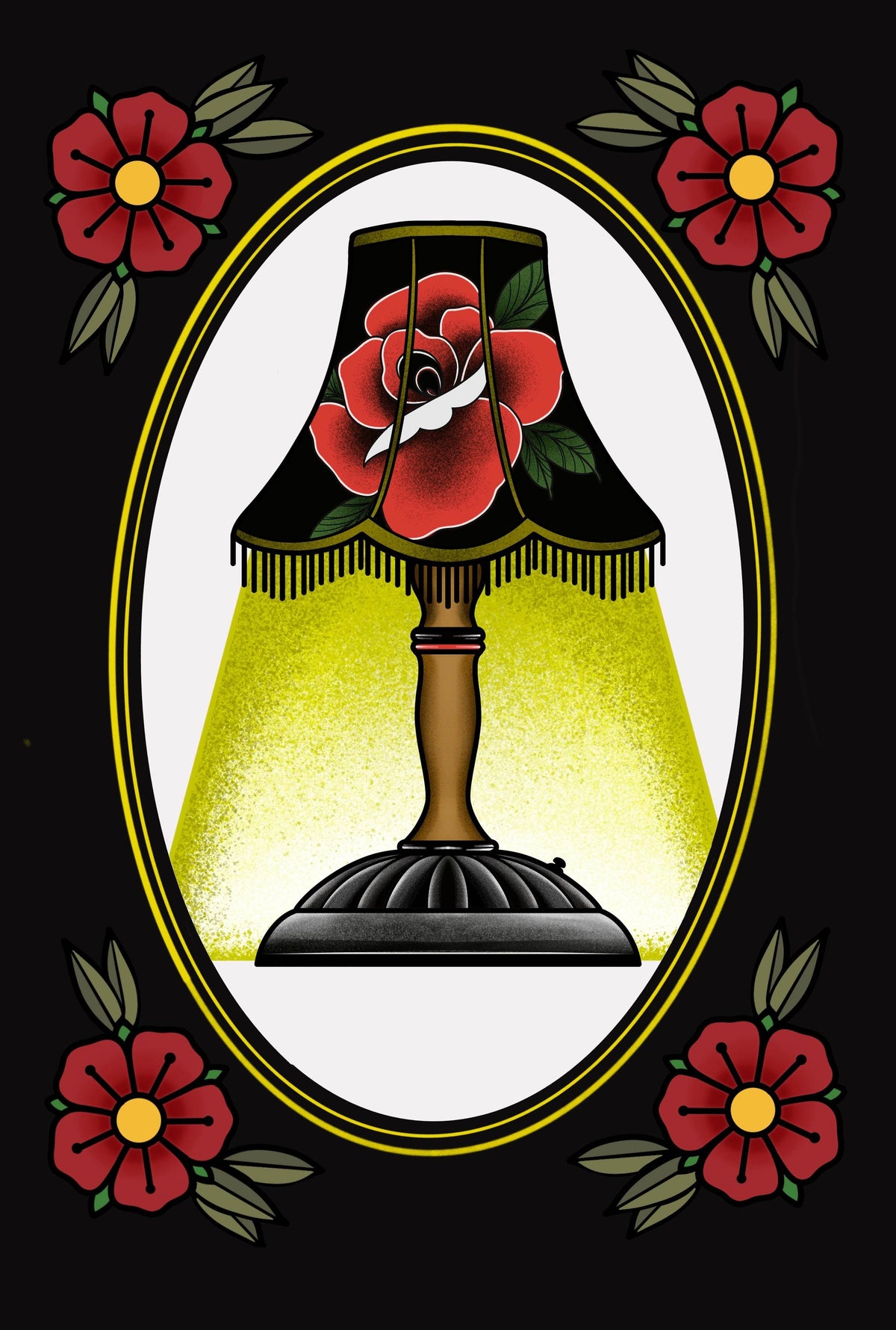 Traditional Lamp Tattoo Flash Print