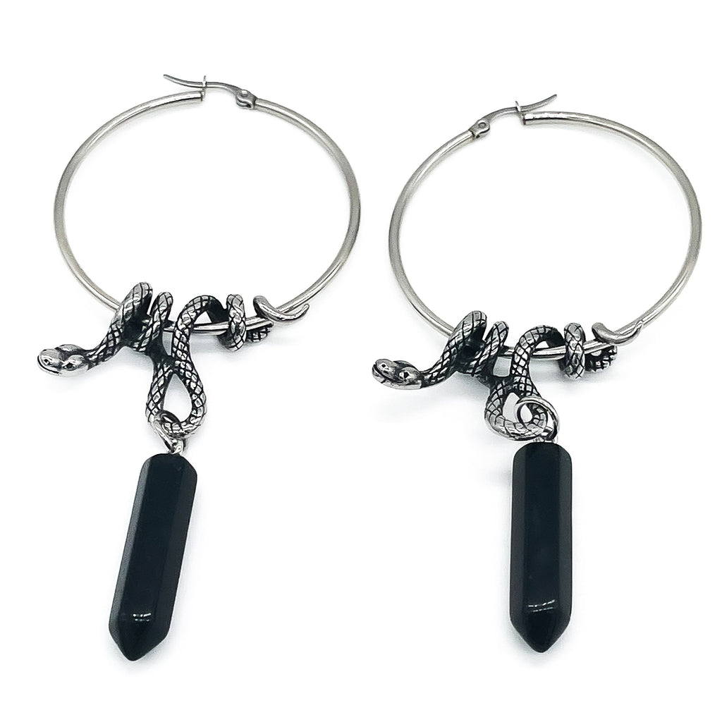 Serpent's Lair Snake Crystal Hoops