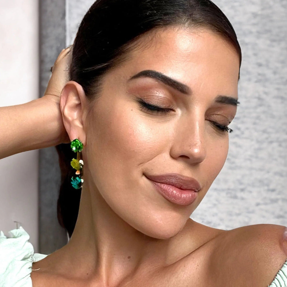 Cassiana Statement Green Jewel Earrings