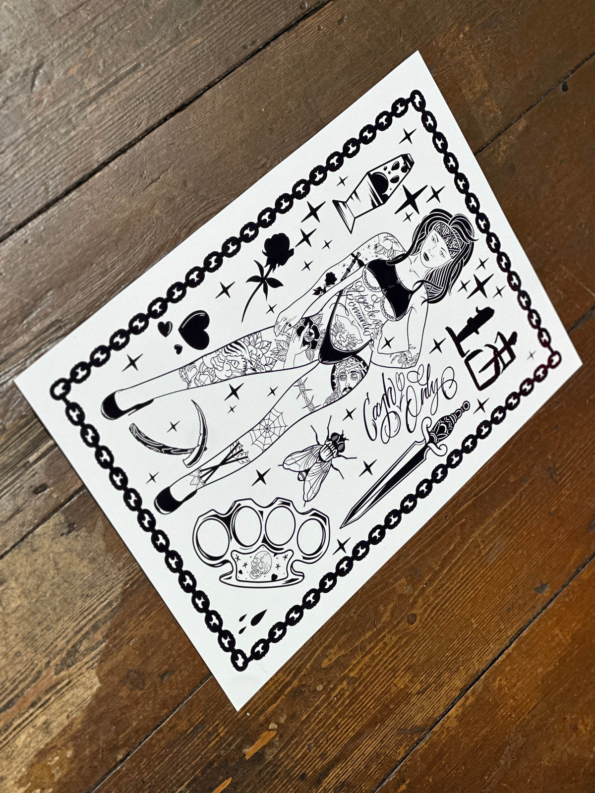 Blackwork Trouble A3 Poster Print
