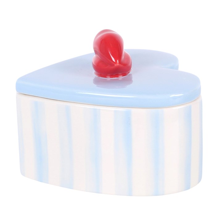 Striped Heart Shaped Trinket Box with Lips