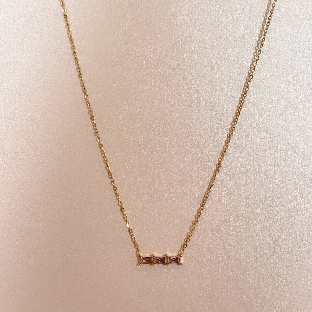 Gia Luxe 18k Gold Plated Blush Necklace