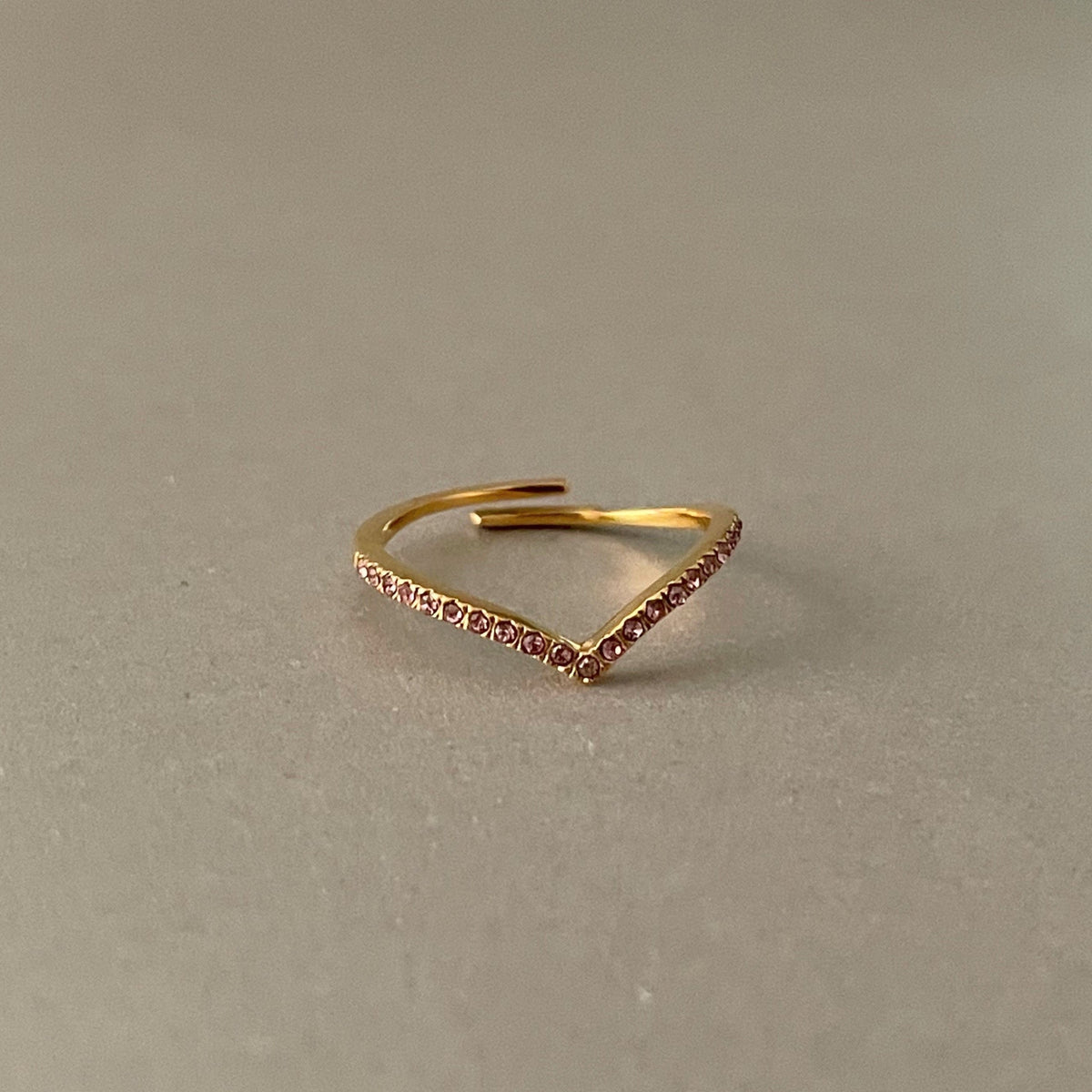 Marina Luxe 18k Gold Plated Skinny Rose Wishbone Ring