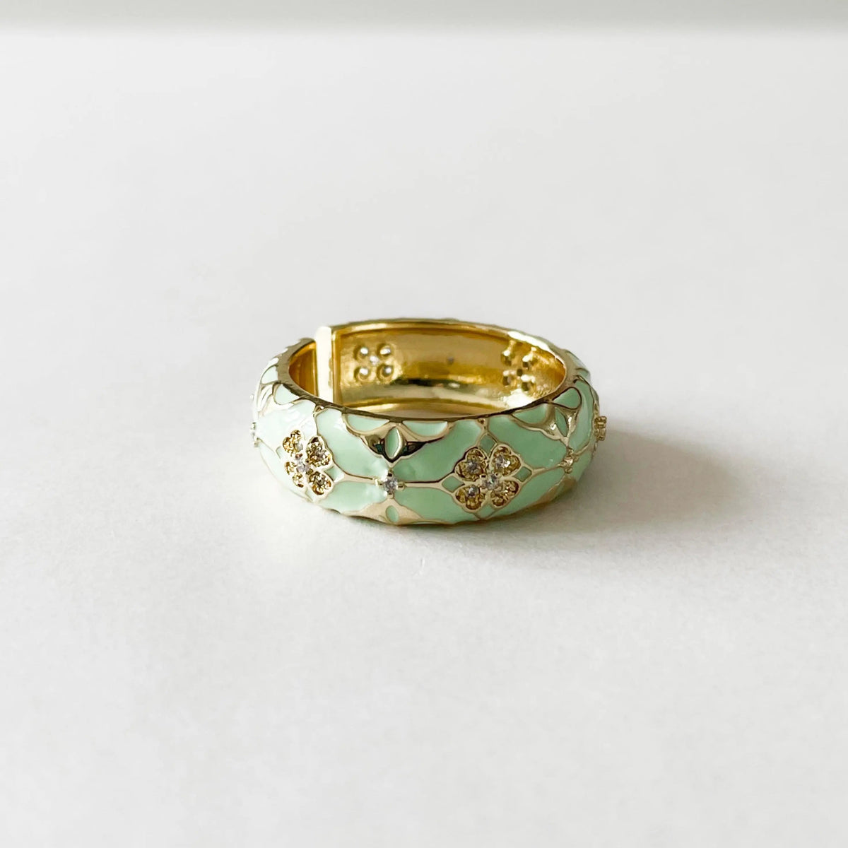 Cleo Mint Jewelled Enamel Ring