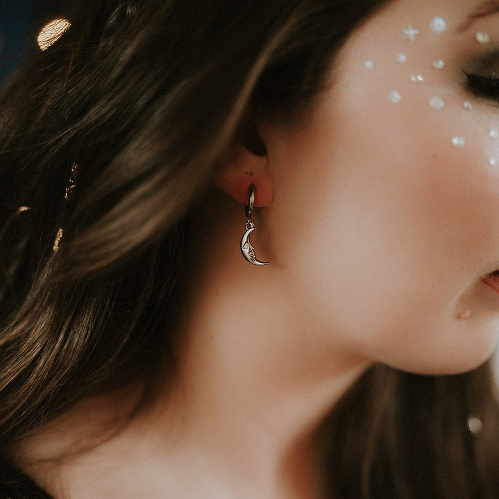 Man in the Moon Hoop Earrings