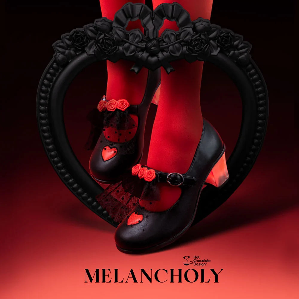 Chocolaticas® Melancholy - Gothic Rose & Lace Mid Heels