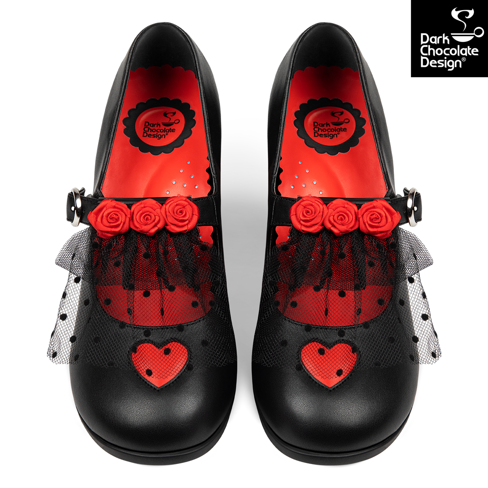 Chocolaticas® Melancholy - Gothic Rose & Lace Mid Heels