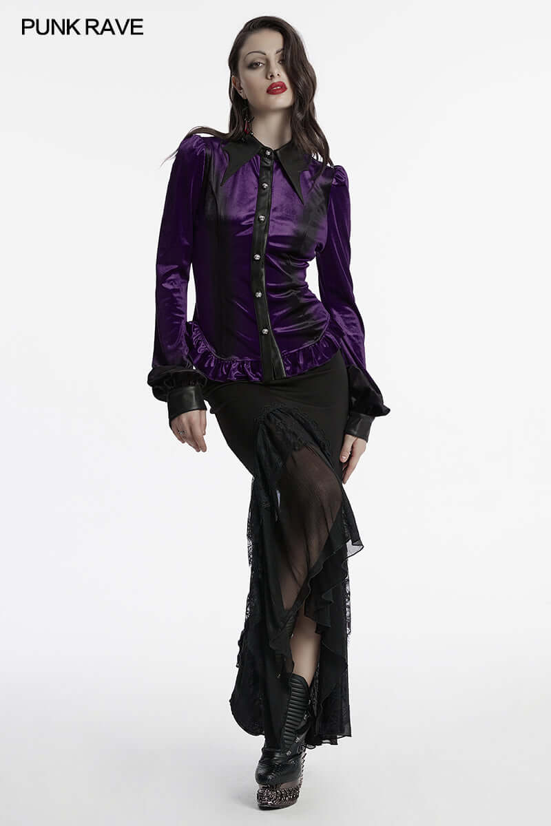 Punk Rave Fawn Gradient Printed Shirt in Violet