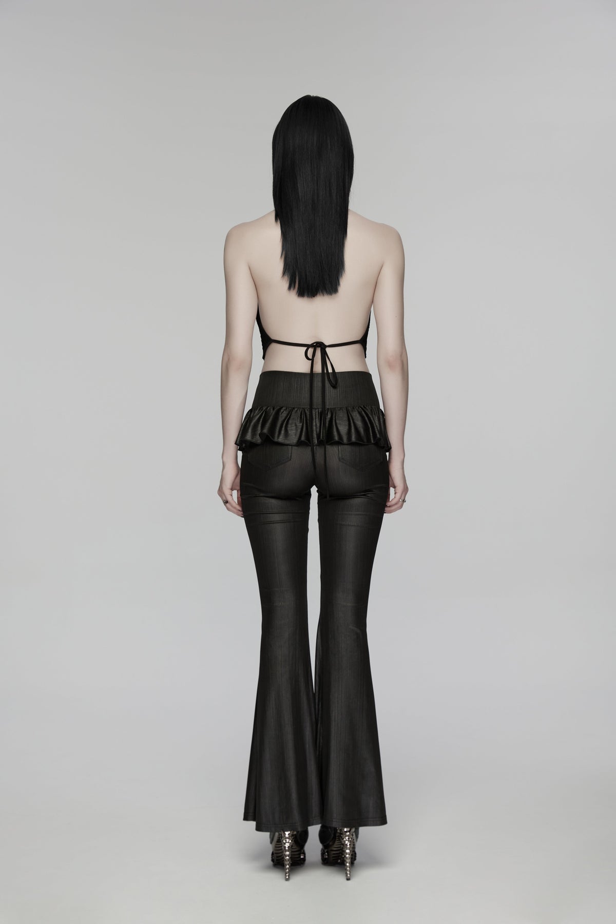 Punk Rave Bellatrix Goth Leggings Flares - Spiderweb Panel Alt Flared Trousers