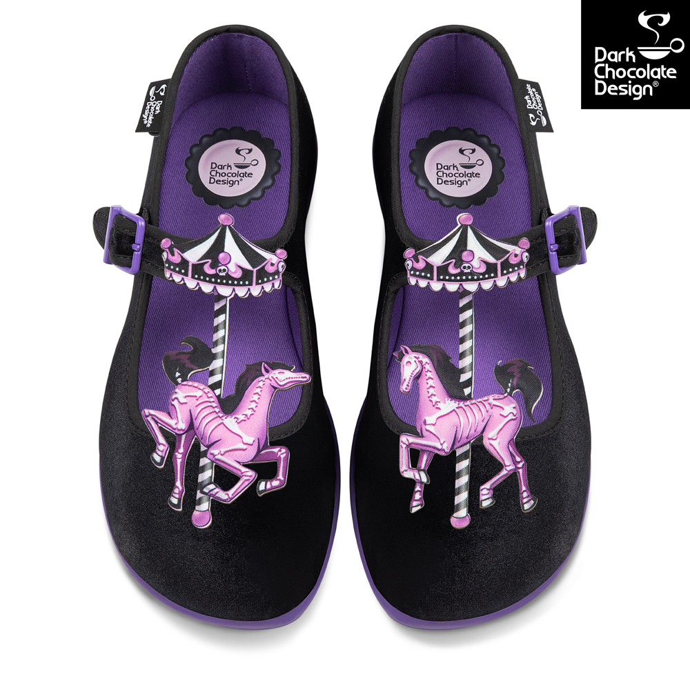 Chocolaticas® Spectral Ride - Gothic Carousel Mary Jane Flats - Size UK 8.5 Left Only!