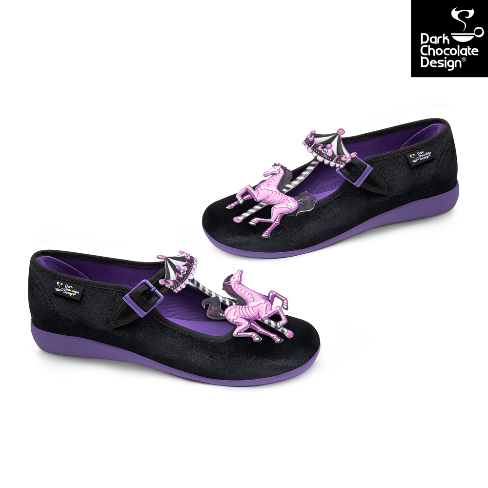 Chocolaticas® Spectral Ride - Gothic Carousel Mary Jane Flats - Size UK 8.5 Left Only!