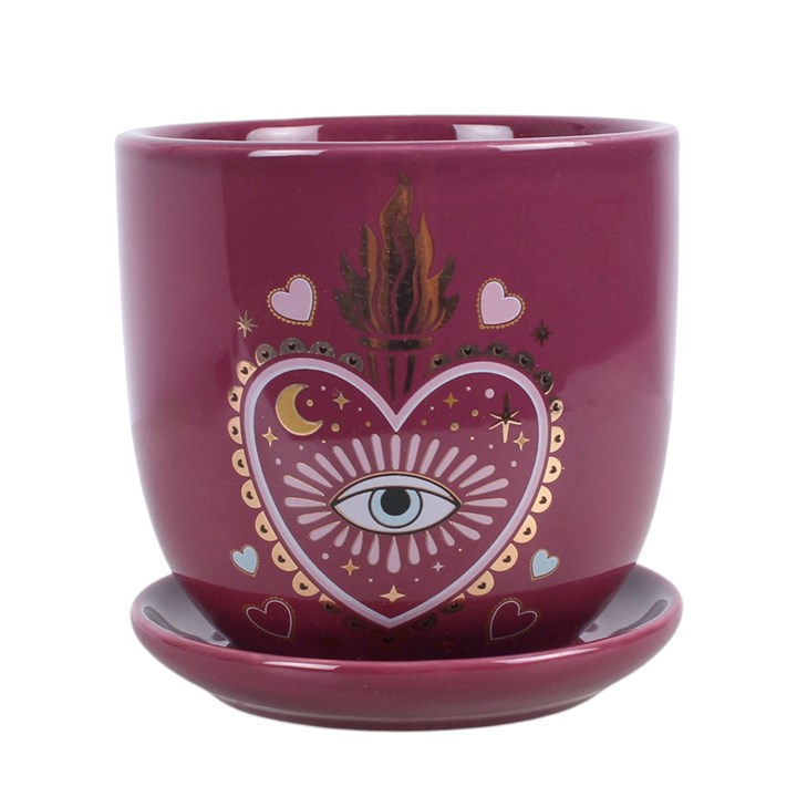 Sacred Sight Heart Plant Pot with Saucer