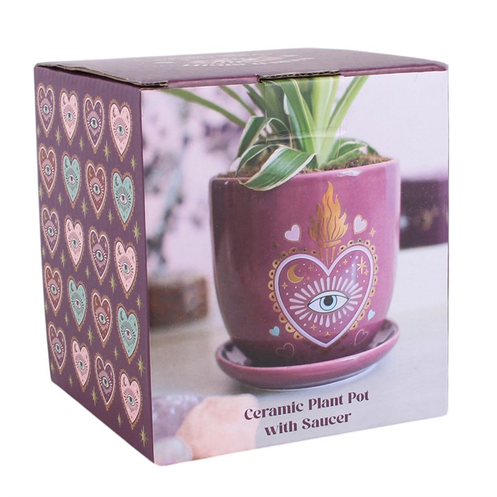 Sacred Sight Heart Plant Pot with Saucer
