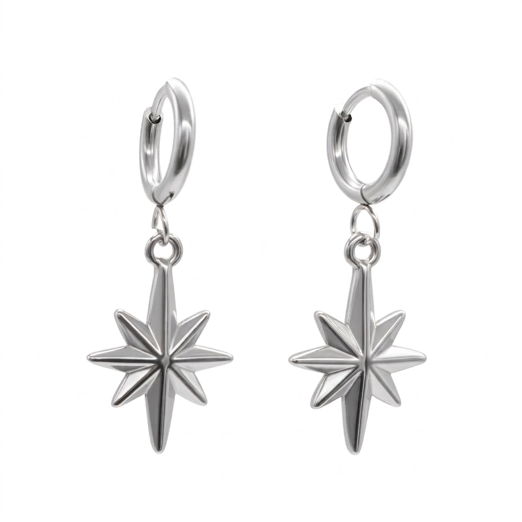 Celeste North Star Hoop Earrings