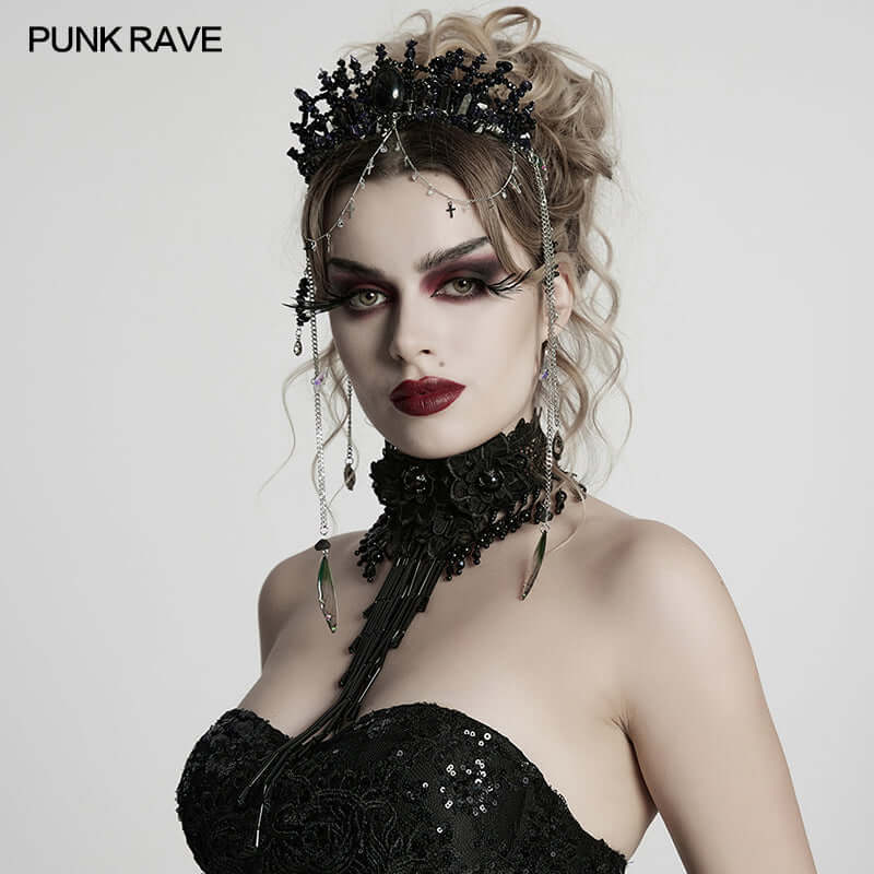 Punk Rave Effie Gorgeous Black Crystal Headband