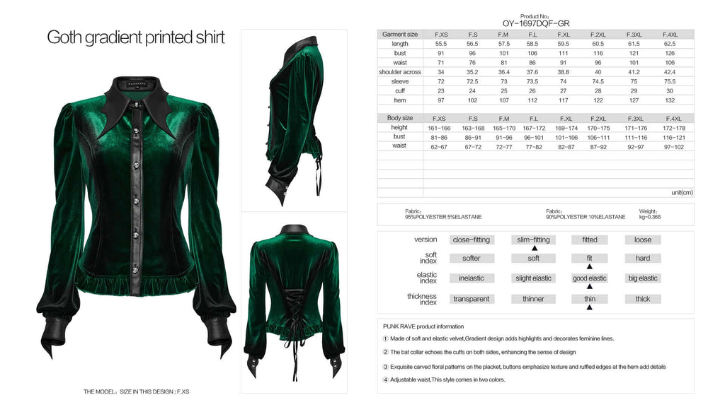 Punk Rave Fawn Gradient Printed Shirt in Green