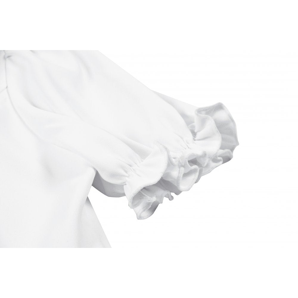 Dark in Love Elysia Ruffle Bib Puff Sleeve Goth Blouse in White