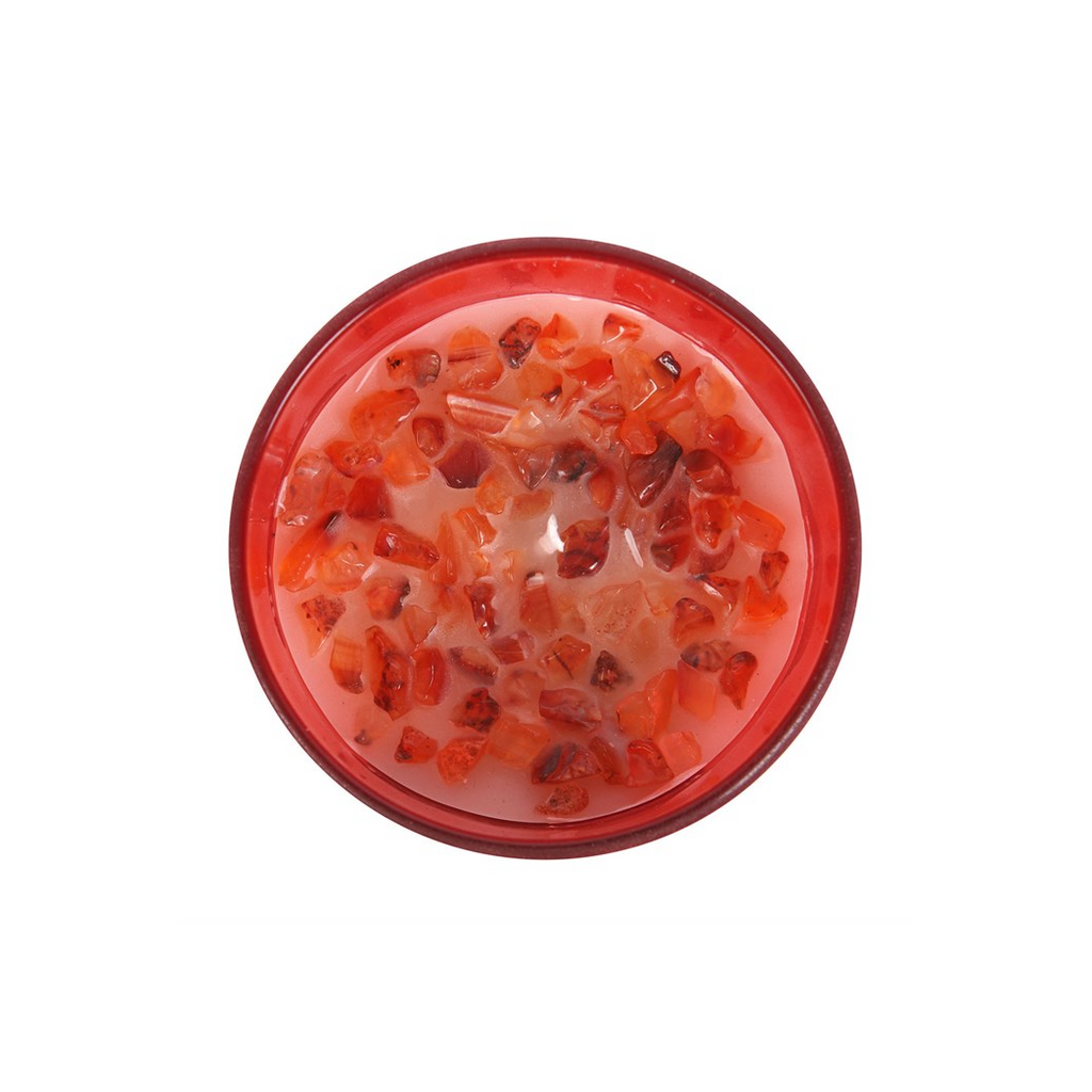Root Chakra Strawberry Crystal Chip Candle