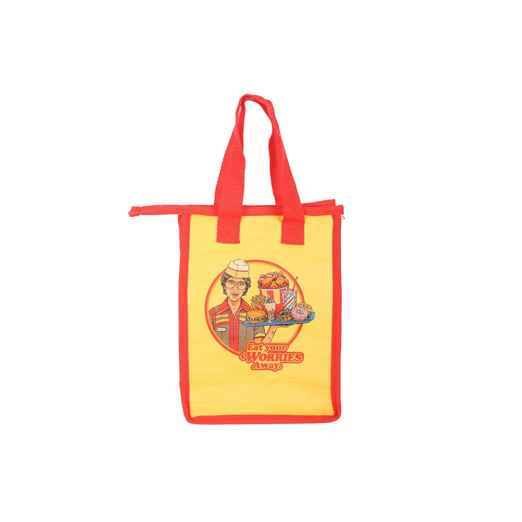 Eat Your Worries Lunch Bag by Steven Rhodes
