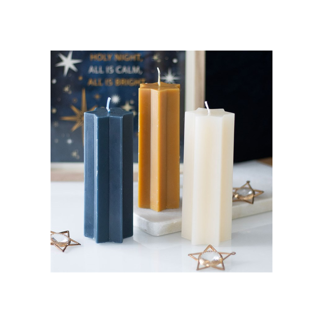 Navy Starry Night Star Shaped Taper Candle