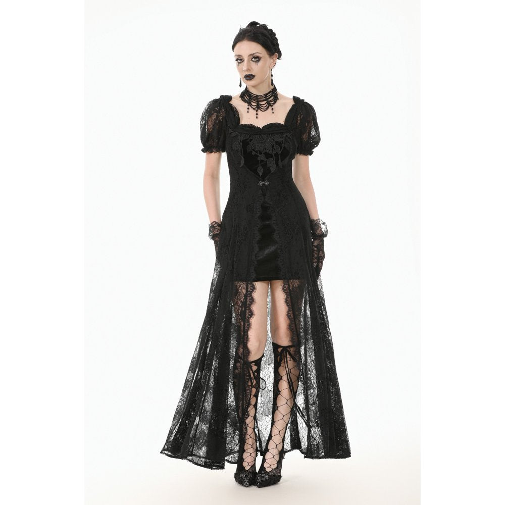 Dark in Love Morwenna Lace Gothic Maxi Dress in Black