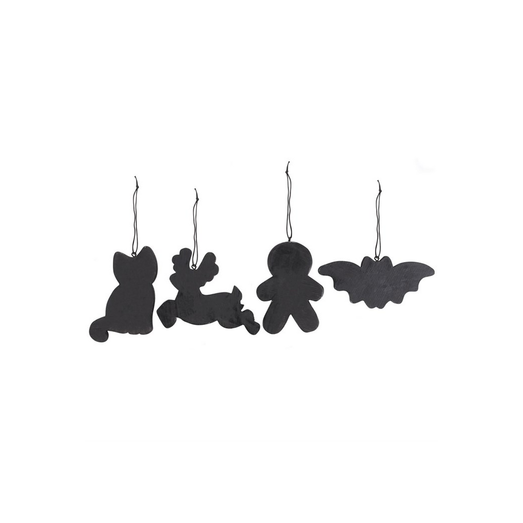 Set of 4 Black Creepy Skeleton Cookie Ornaments